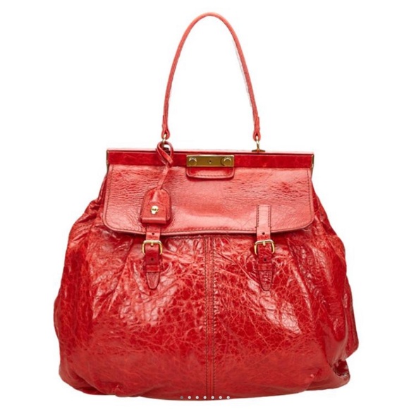 Miu Miu Handbags - Miu Miu Red Vitello Lux Leather Frame Top Handle Bag
